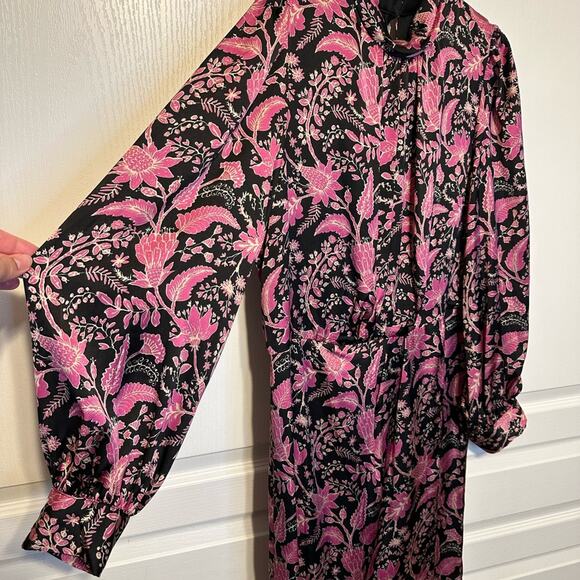 NWT Julia Jordan Pink and Black Floral Long Sleeve Dress sz 14 - Picture 3 of 6